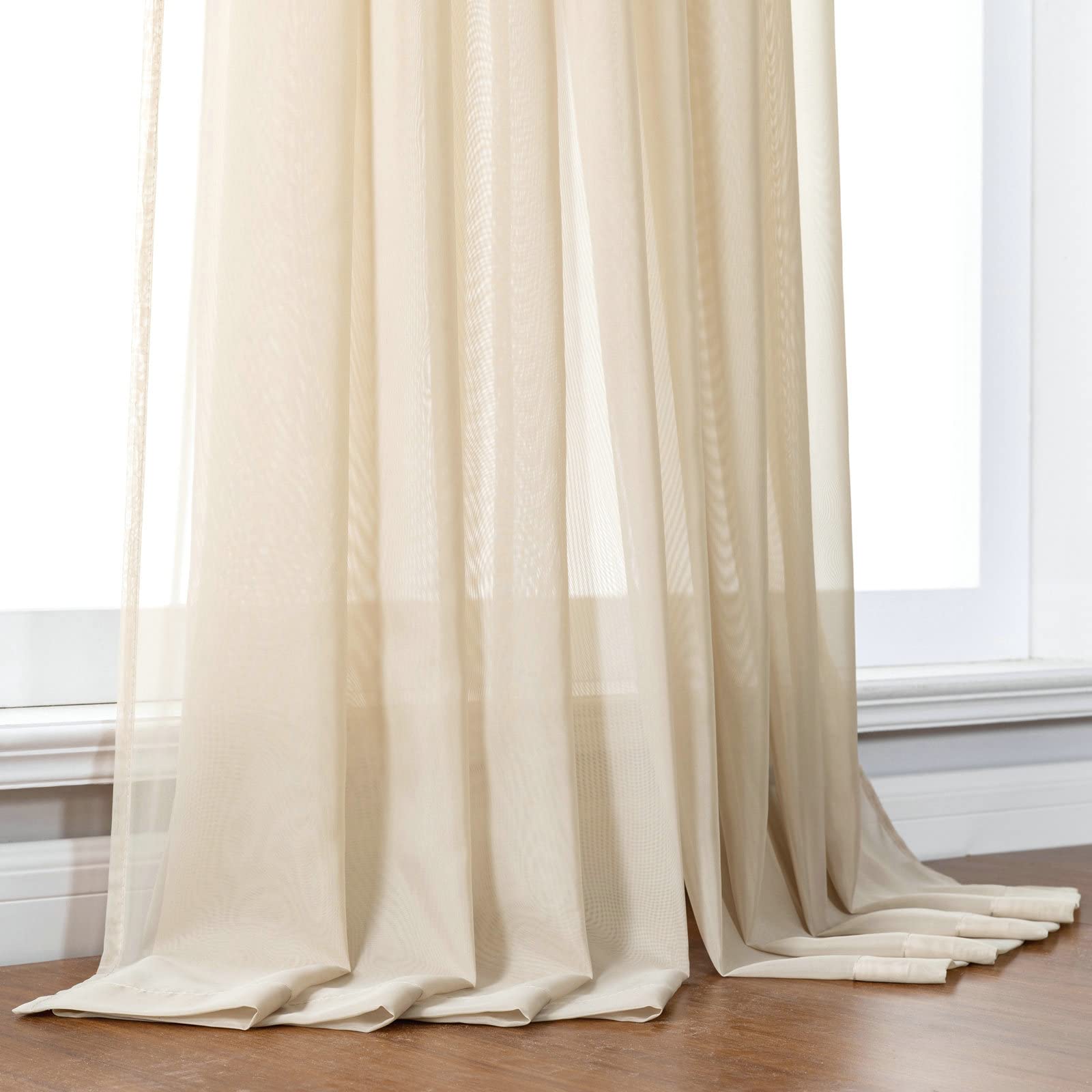 Tende Esterno 137X244 Tende Termiche Camera da Letto Tende 2 Pezzi Soggiorno Beige Colore Solido Tende in Voile