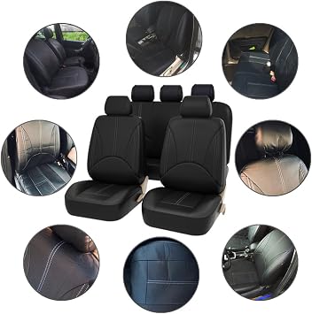 Automotive Seat Covers for VW ID.6 ID.5 ID.4 ID.3 ID3 ID4 ID5 ID6 5-Seat, Fully Covered Leather Breathable Car Seat Covers Full Set,Black