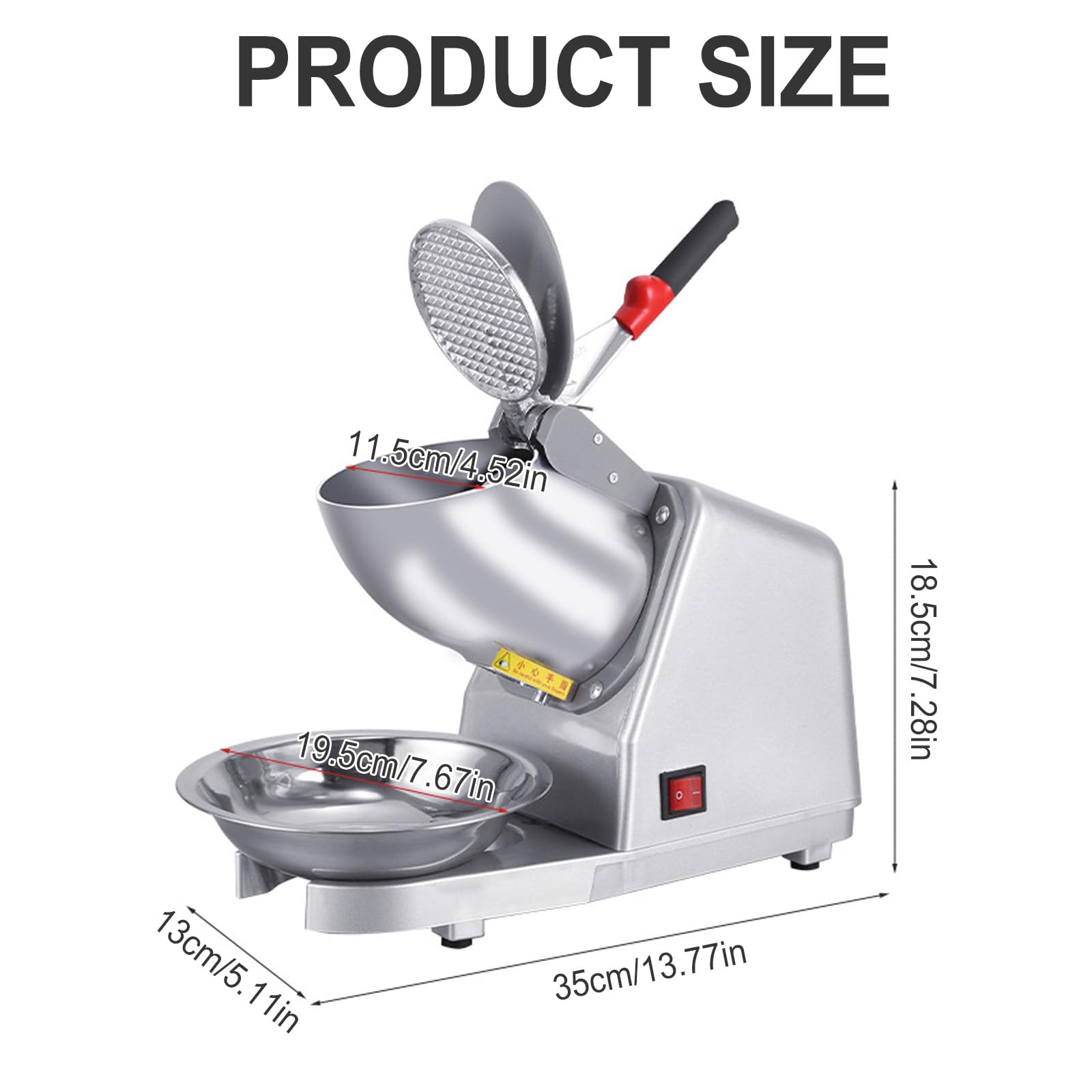 Macchina elettrica per tritare Il Ghiaccio, 85 kg/h, tritaghiaccio in Acciaio Inossidabile con 2 Lame, 380 W, 2200 Giri/min, Macchina per tritare Il Ghiaccio per la Preparazione di frullati