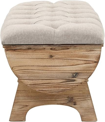 Miniatura 10 de GOLINPEILO Banco de almacenamiento de abeto de madera maciza color crema para dormitorio sala de estar extremo de la cama de 433 x 118 x 15 pulgadas