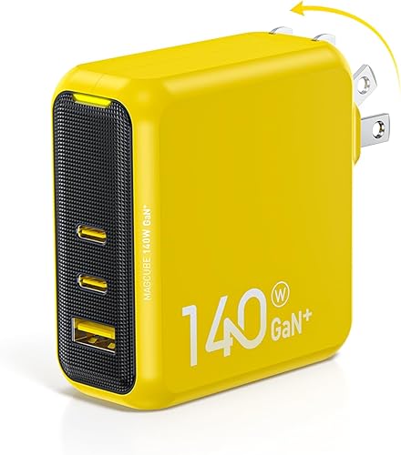 AOHI Magcube - Cargador USB C de 140 W Gan+ PD 3.1 para MacBook Pro, 3 puertos, PPS USB C, cargador rápido de pared para computadora portátil,