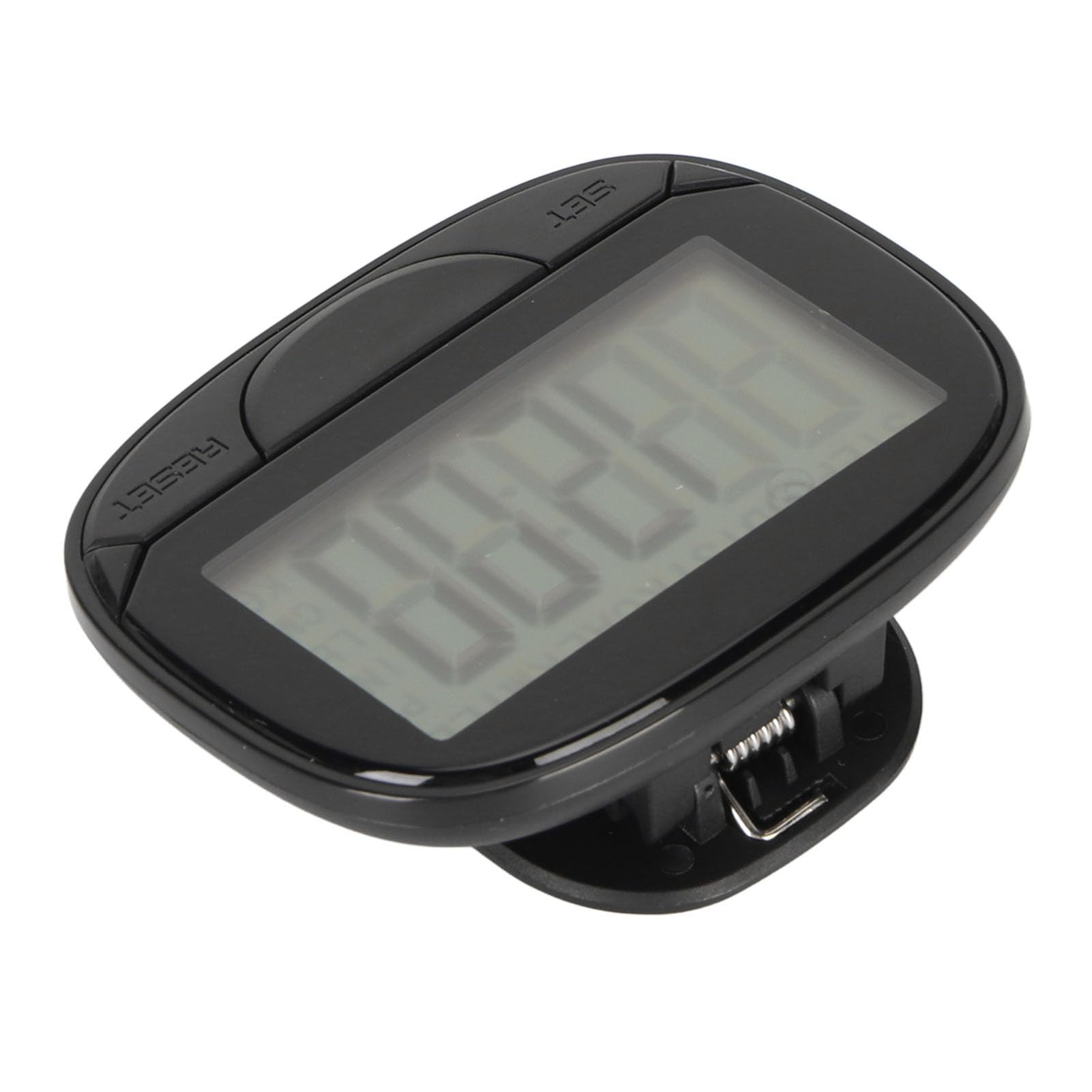 Distance Pedometer, Step Counter Large Screen 2D Step Counting 75mAh ABS Waist Clamp/Holder Multifunctional with Back Clamp/Holder for Outdoor (Black)