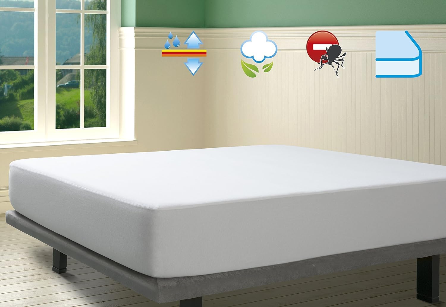 Savel - Wodoszczelny i oddychający ochraniacz na materac 2 w 1 z bawełny frotte, 90 x 190/200 cm