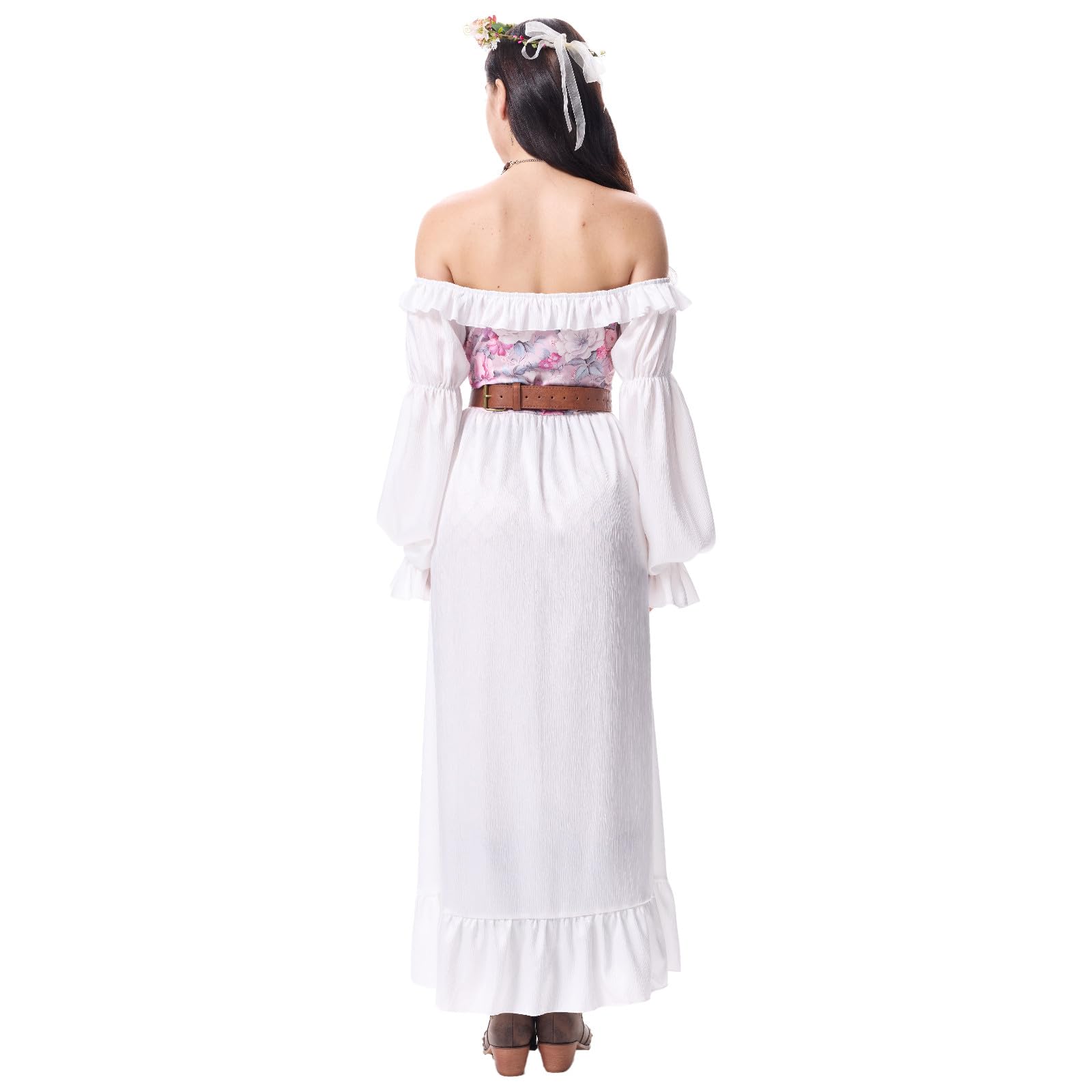 Ansenesna Halloween Kostüm Damen Piratenkostüm Damen Komplett Set | Mittelalter Kleidung Mieder Renaissance Gothic Kleid Vintage Korsett Kleid Elegant Langarm Schulterfrei Faschingskostüme