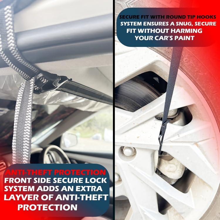 Image of Waterproof Spike Car Cover for Kia Sonet Completely Protect Car from Dogs & Monkeys Also Compatible with All Hatchback,Sedan and SUV Cars (13.4 Feet) Full Roof Universal Size