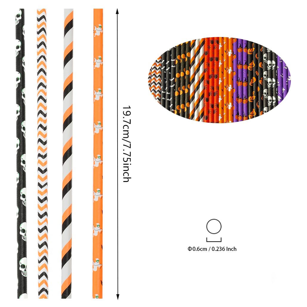 12 Pièces Halloween Décor Pailles En Papier Jetables Décoratif