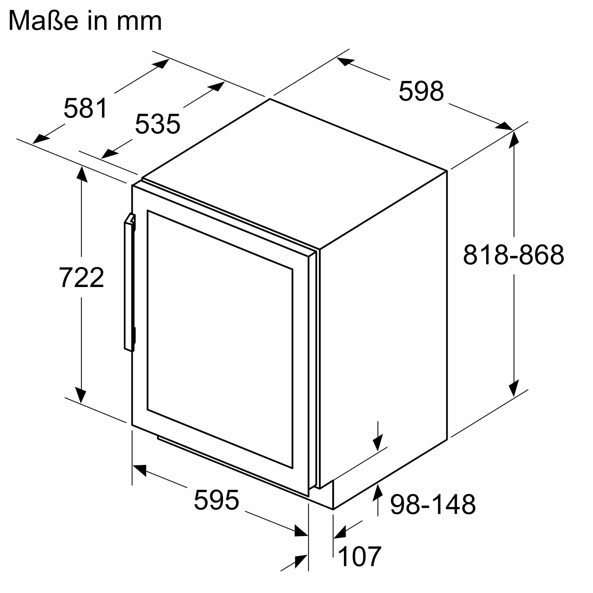 Siemens KU21WAHG0 iQ500 - Frigorifero per vino, 82 x 60 cm, 44 bottiglie, temperatura: 5-20 °C, due zone di temperatura controllate separatamente, 120 l