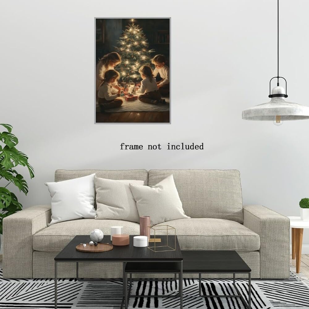 Poster Vintage De Noël 30x20 Cm - Toile étanche, Motif Sapin, Décoration Murale Pour Salon, Chambre, Café - 2