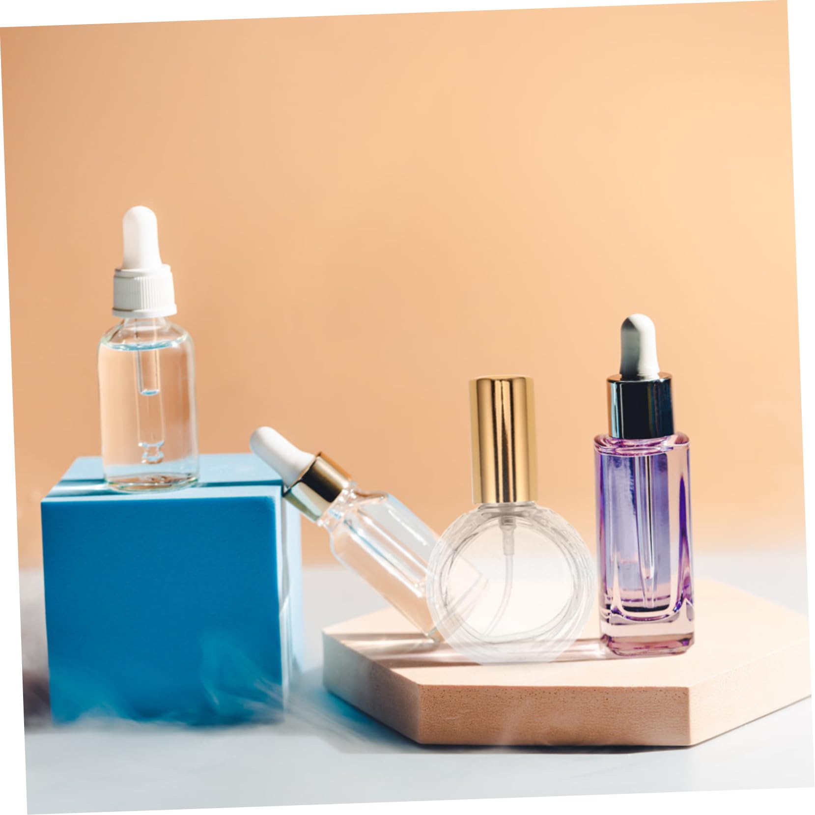 PACKOVE 10ml Wiederbefüllbare Glas Parfümzerstäuber, Flach Rund, Gold
