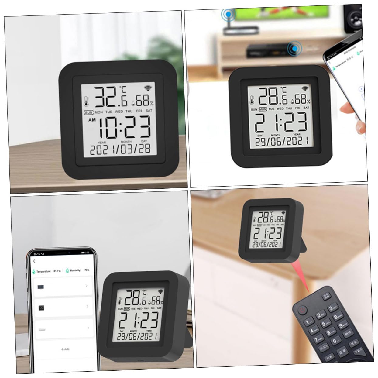 Toddmomy Igrometro USB con Display LCD Sensore Temperatura e Umidità Strumento Elettrico per Ambienti come Ufficio e Camera