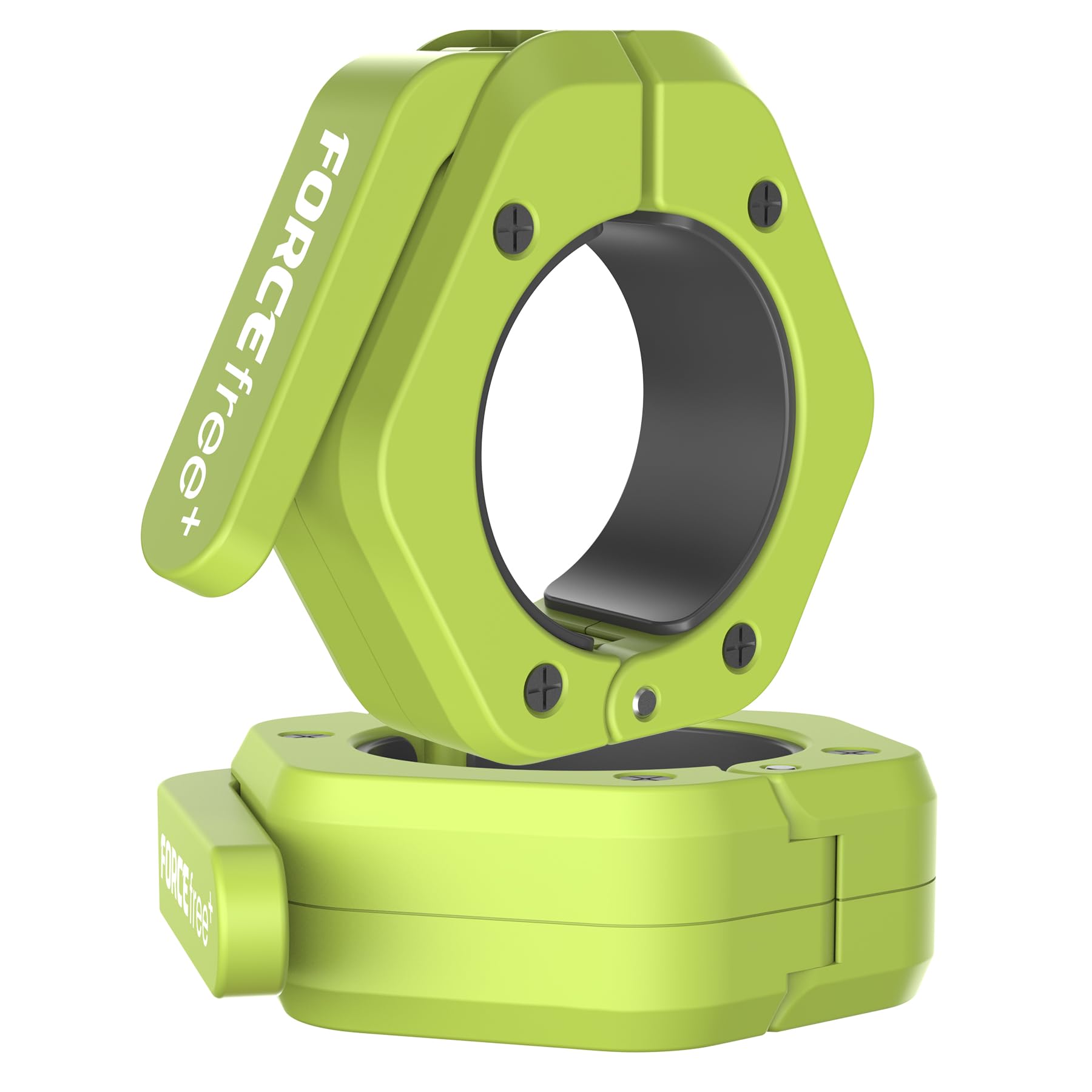 Forcefree+ Barbell Clips (Pair), Magnetic Barbell Clamps, Quick Release Olympic Barbell Clamps with Anti Slip TPR Grip, Barbell Collars for Secure Weightlifting & Powerlifting (MAG-Green)