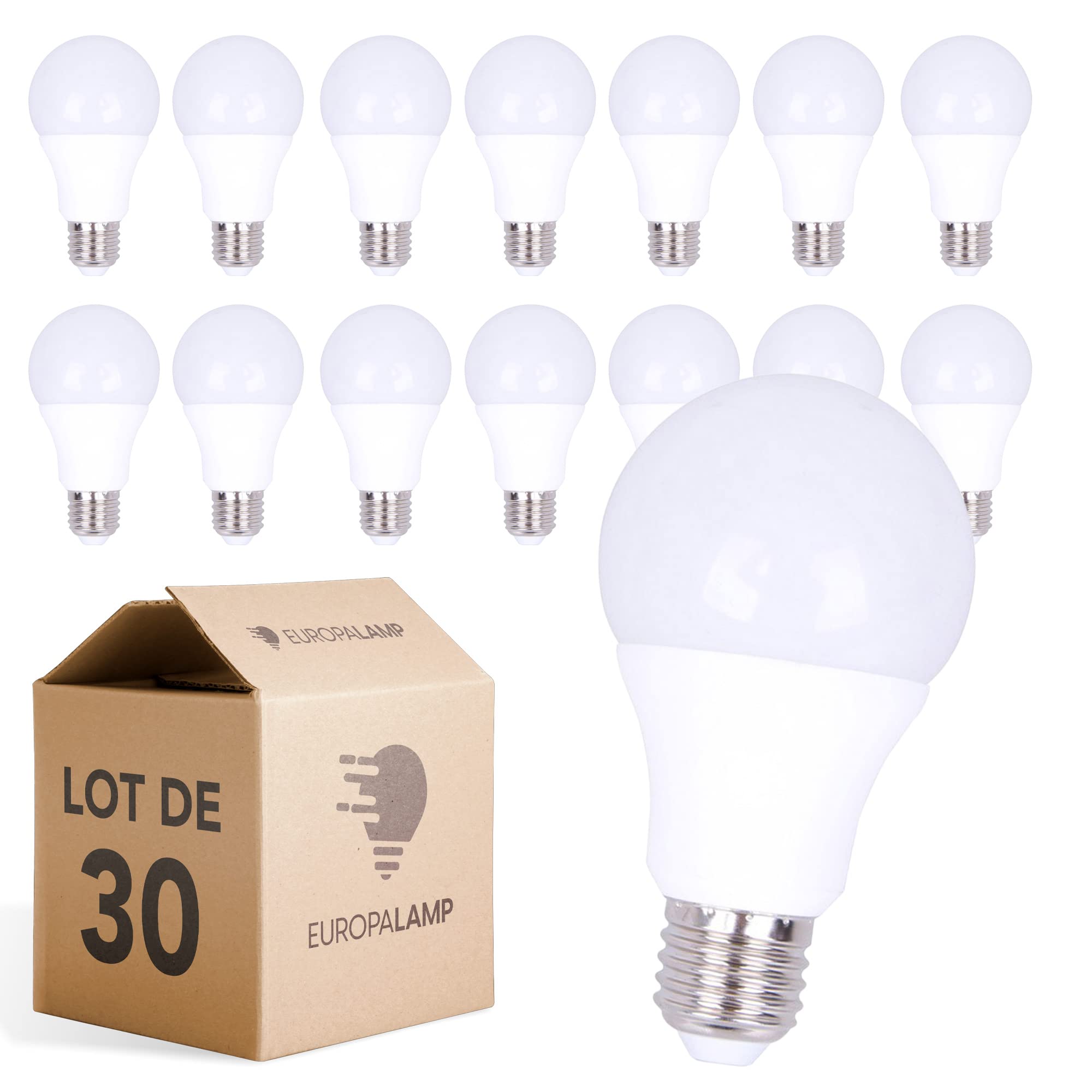 Europalamp – 30 bombillas LED E27 15 W blanco frío 6000 K de alto brillo