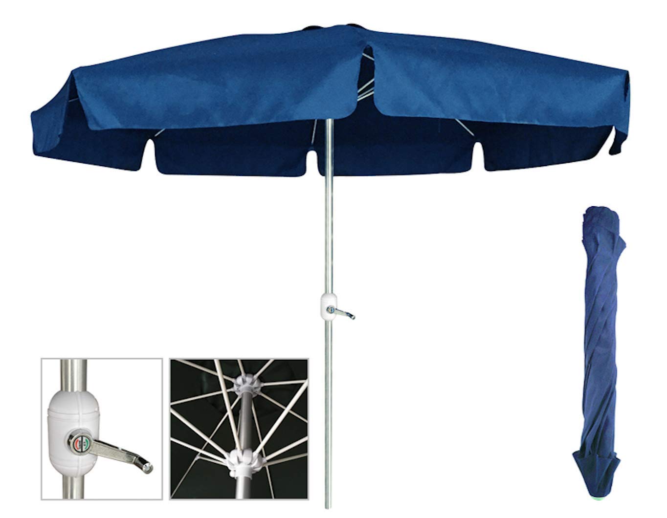 TIENDA EURASIA® Sombrilla con Manivela Hexagonal 300 cm - Tubo de Aluminio 8 Varillas - Plegable con Bolsa Funda Incluida