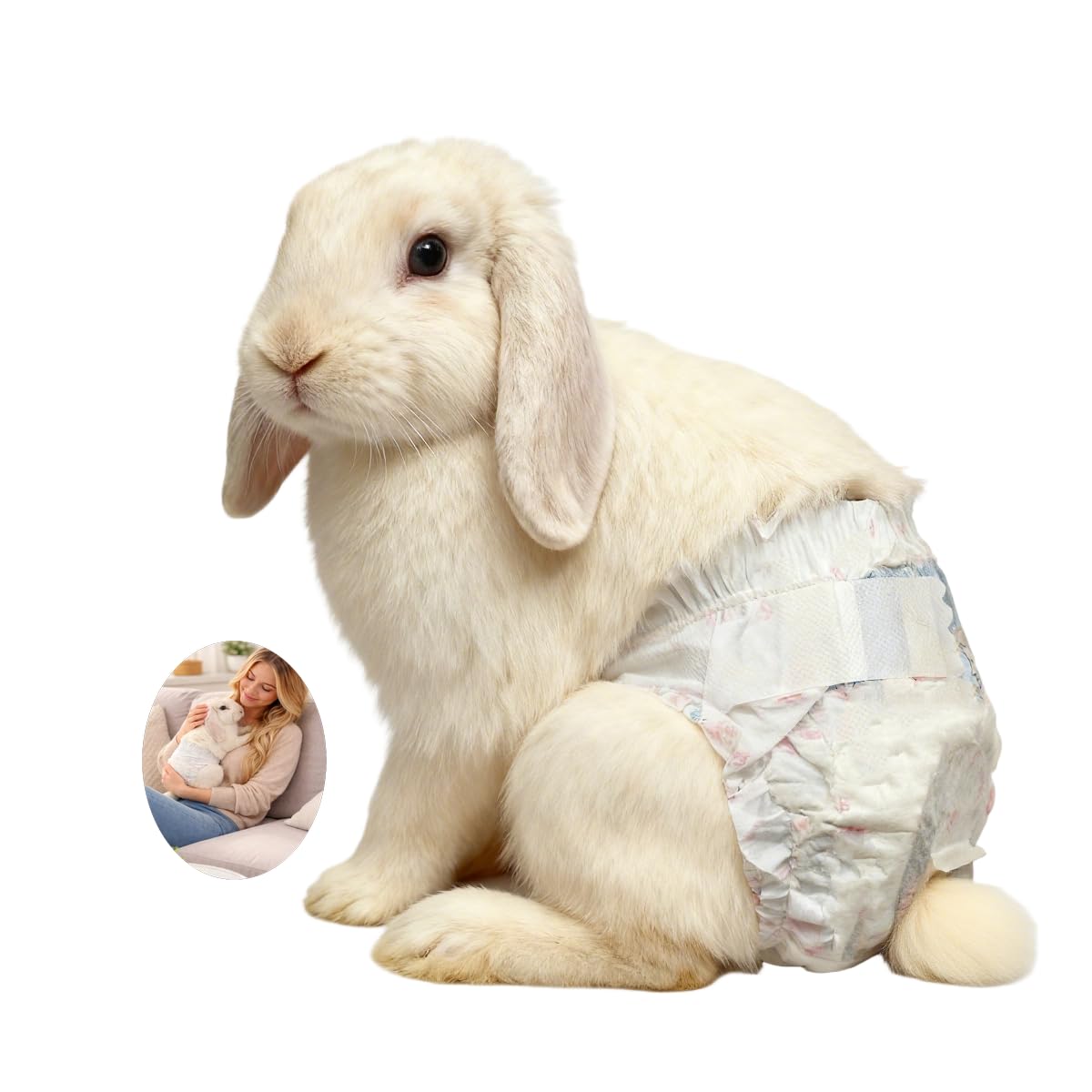 Photo 1 of Rabbit Diapers for Indoor Use, 10-Pack – Designed for Couch, Bed & Holding, Absorbent, Leak-Resistant & Breathable Design (XXS, Count, 10)
