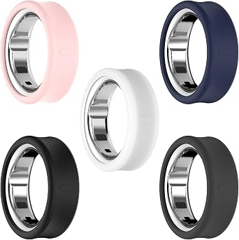 Simpeak Ring Cover Compatible with Oura Ring Gen 4/Gen 3, 5-Pack Soft Silicone Anti-Scratch Protector Case for Women Men, Clear/Black/Pink/Gray/Navy