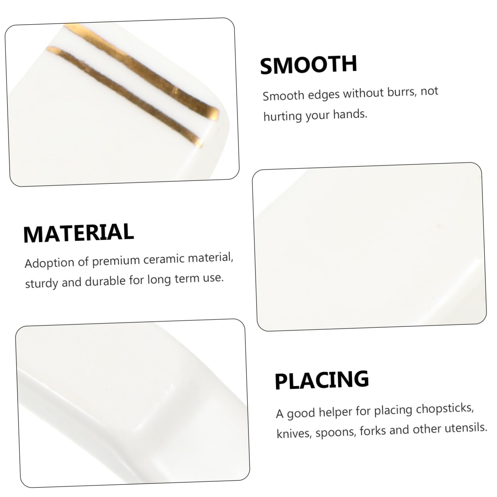 HEALLILY 3sets 2 Pcs Ceramic Chopstick Rest Organizer for Utensils for Home Restaurant and Hotel Dining Smooth Edges Tableware Holder 2pcs*3