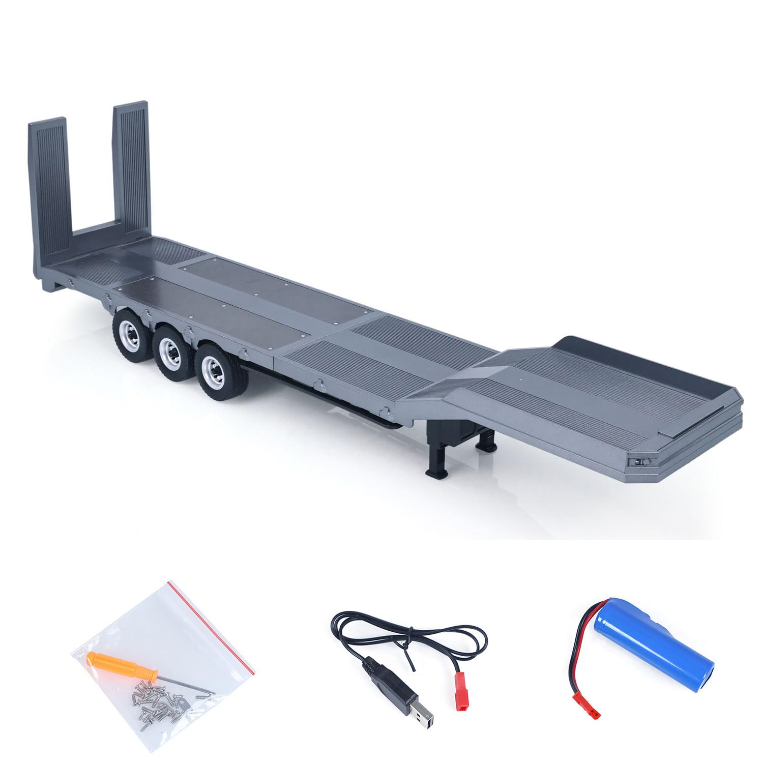 TOUCAN RC HOBBY 73.5 cm Plastic Semi Trailer Flatbed 1502 for 1/18 Remote Controlled Trailer