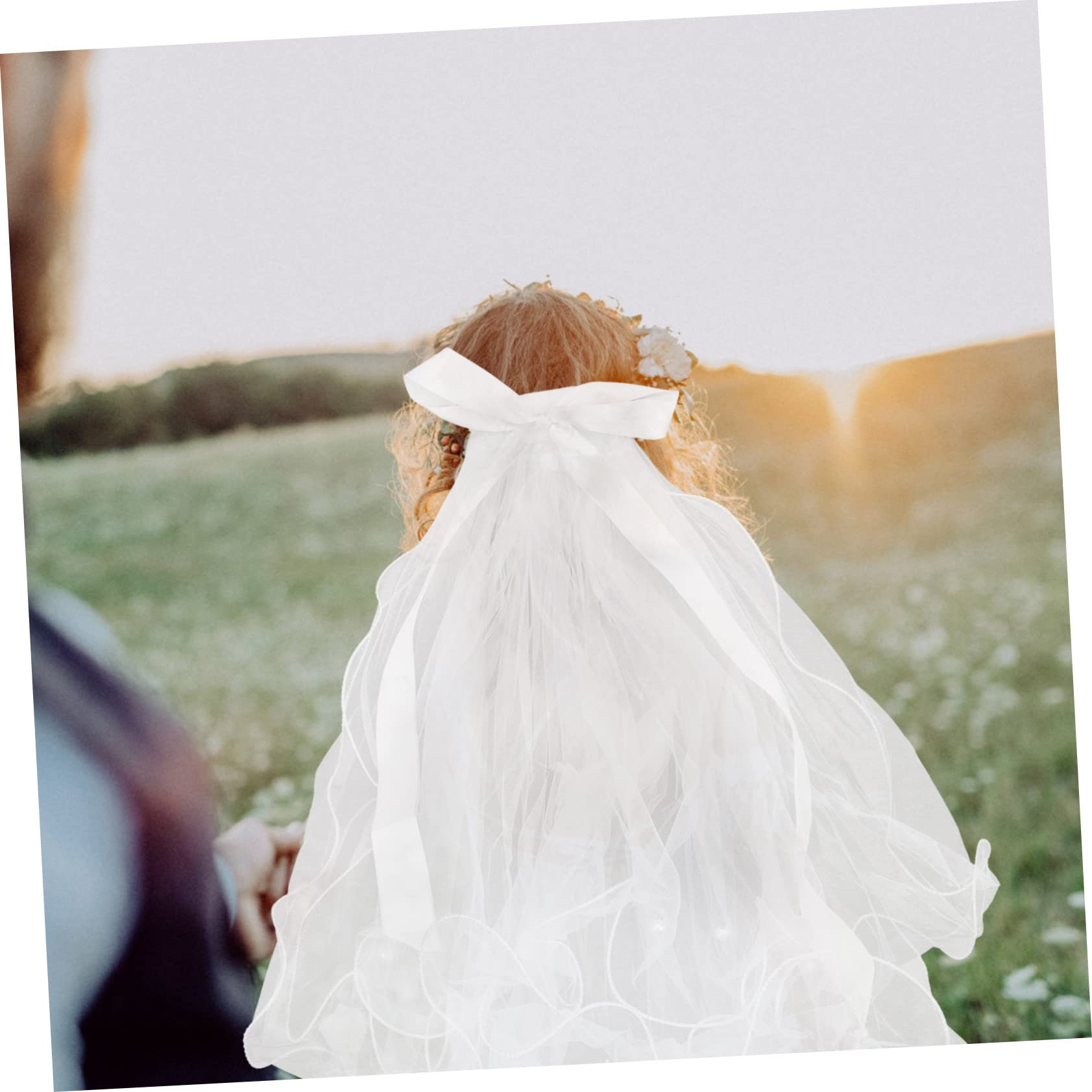 Voile De Mariée Court à Perles Blanches - Pince à Cheveux, Tulle, Pour Enterrement De Vie De Jeune Fille, Soirées - 5