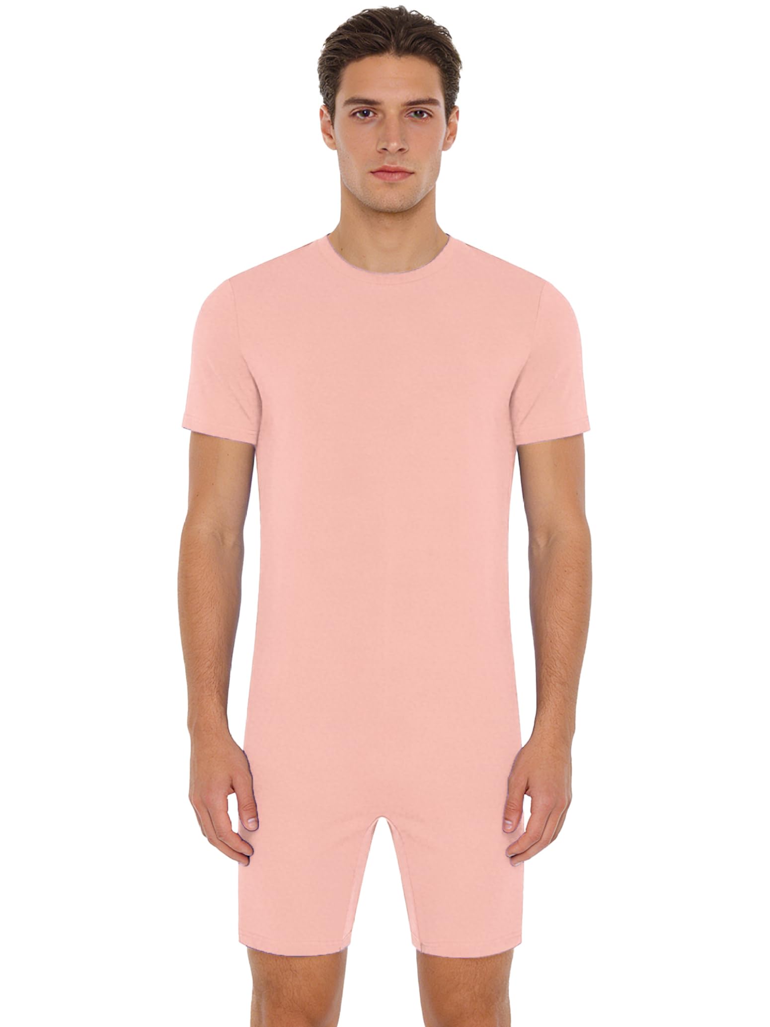 Unisexe Combinaison Short Pyjama de Soin Grenouillère Manches Courtes Combishort Femme Homme Personnes Âgées Alzheimer
