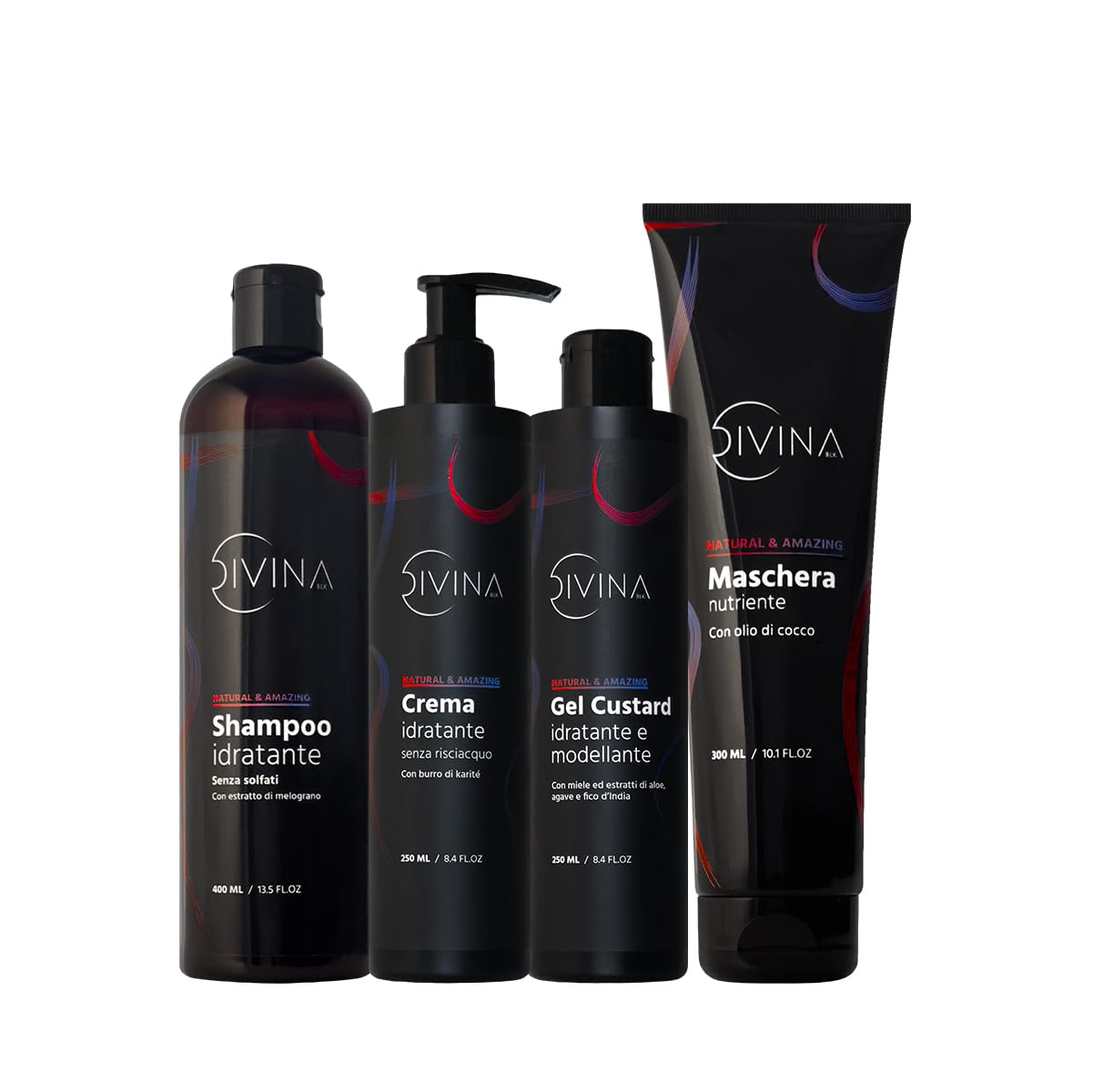 Kit definición hidratante para cabello ondulado, rizado, súper rizado, afro Natural&Amazing de DIVINA BLK