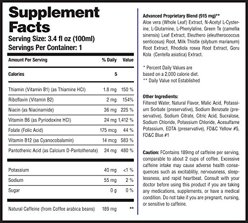 DrinkAde Boost (12 Pack) Hydration & Recovery Drink with Caffeine, Electrolytes, Vitamin B, Milk Thistle for Energy and Liver Detox, Only 5 Calories, No Sugar, Vegan, Non-GMO