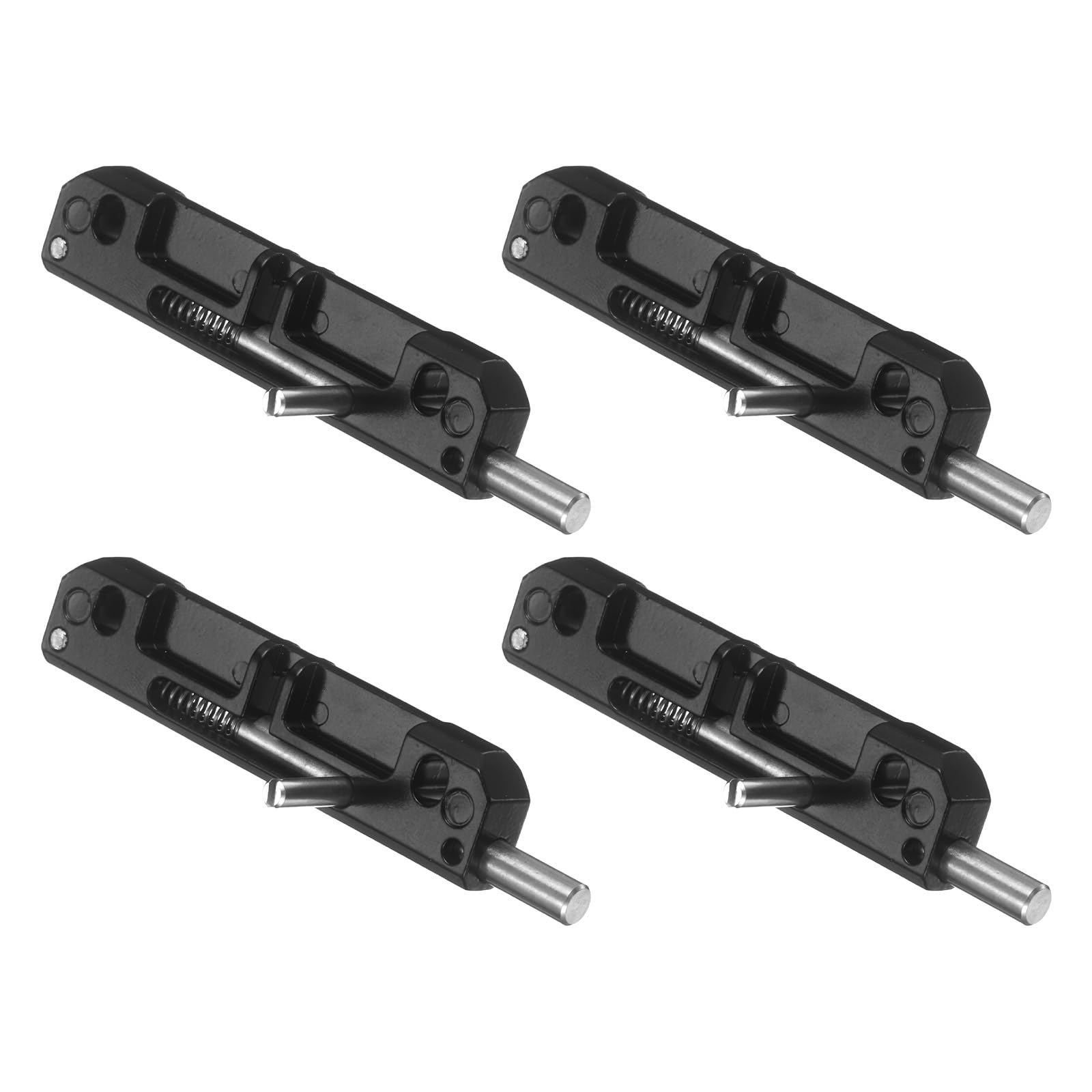 sourcing map 4 Pcs Left Spring-Loaded Gate Latch, Black Normally Locked Barrel Bolt Latch Door Slide Bolt for Industrial Device & Equipment Doors, Zinc Alloy