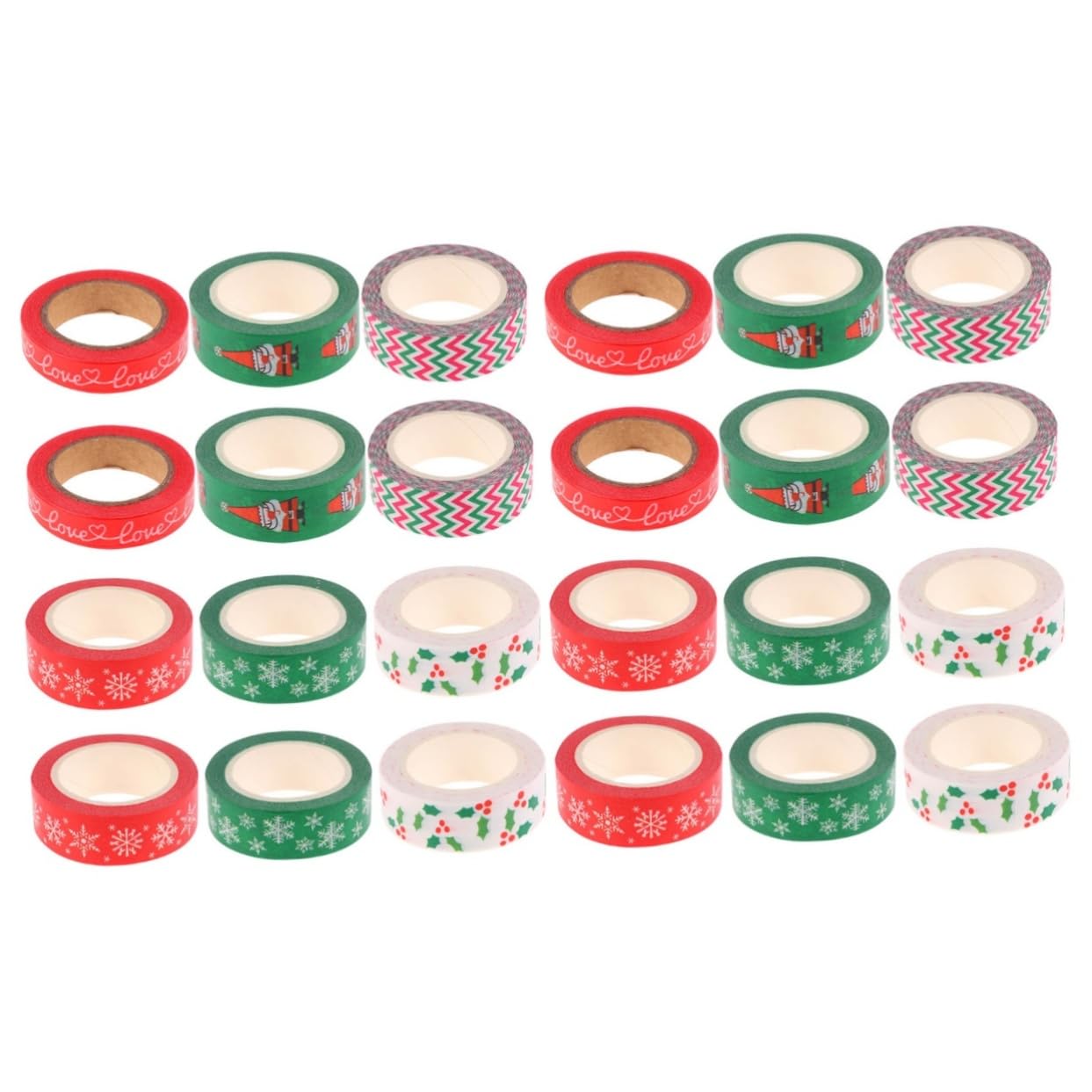Housoutil 24 Rouleaux Ruban Washi Noël Adhésif Papier Décoratif Motifs Festifs pour Scrapbooking Cadeau DIY