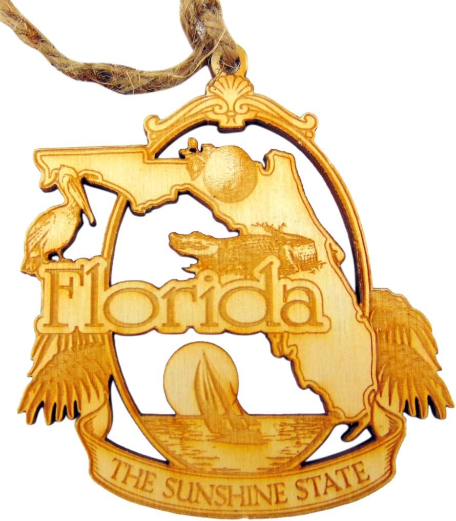 Florida Ornament Handmade Wooden Christmas Tree State Decor
