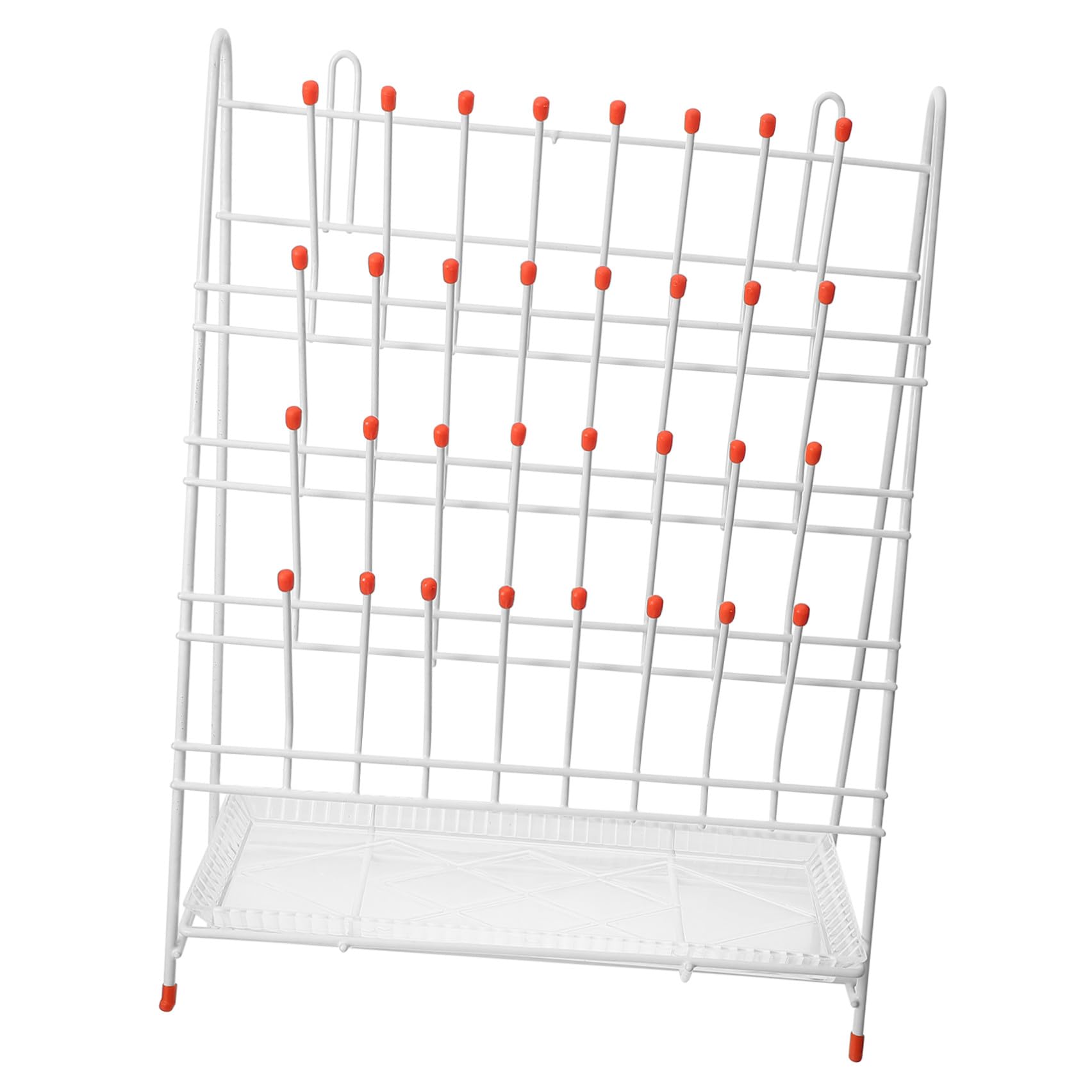 Rack Essiccazione da Laboratorio in Ferro Bianco 32 Posti Design a 32 Supporti, Alta Stabilità e Durata per Essiccazione Bottiglie e Provette