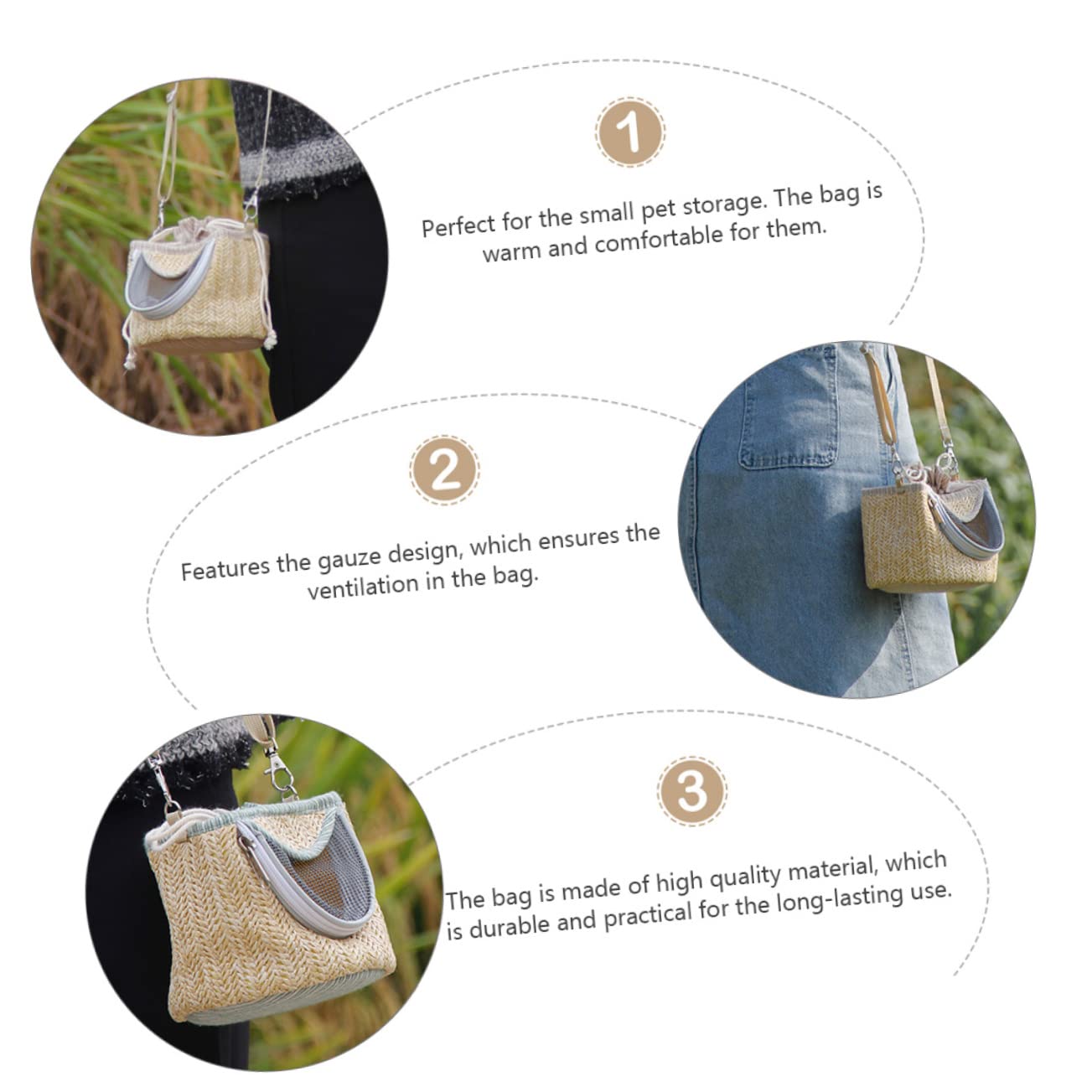 UPKOCH 1Pc Portable Oblique Hamster Pet Carrier Bag Warm Comfortable Cylinder Design for Pets Durable Material with Ventilation for Outdoor Travel and Storage