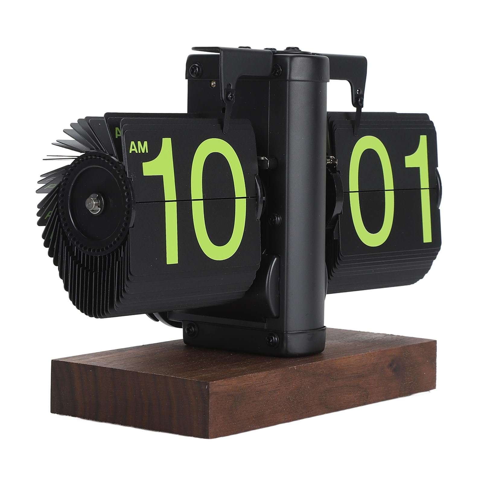 SENECESLI Retro Digital Flip Down Clock, Digital Flip Clock Sided Large Numbers Mechanical Modern for Living Room, Vintage Desk for Home Office School Hotel (Frosted Black Frame Green Page)