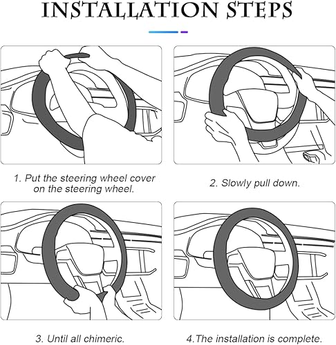 Miniatura 5 de Funda para volante de automóvil, 15 pulgadas, terciopelo suave, transpirable, elástico, sin anillo interior, accesorios cortos de imitación para