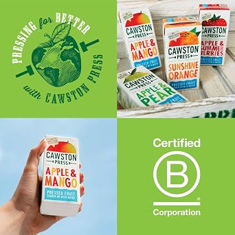 Cawston Press Fruit Water Kids Drink | Pressed Apple & Mango Flavoured Water | 200ml x 18 Pack Mango & Apple Juice Cartons | School Approved – No Added Sugar – Vegan | Ideal for Kids Lunchbox