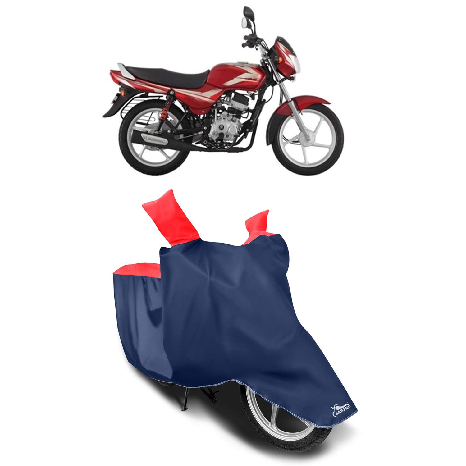 Cover Lab - Bajaj CT-100 New BS6 Water Resistant - Dust Proof - Full Bike Scooty Two Wheeler Body Cover for Bajaj CT-100 (Strip Red)