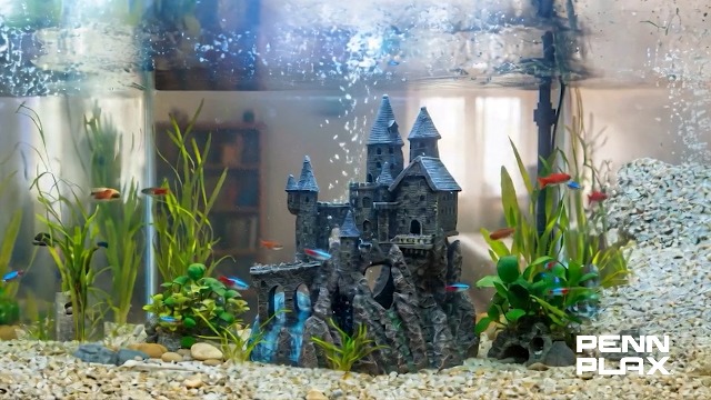 Penn-Plax Deco-Replicas Age-of-Magic Wizard's Castle Part B Aquarium Decoration - Durable Hand-Painted Resin with Swim Holes & Hideouts
