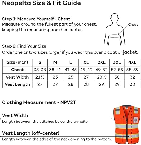 Miniatura 3 de Neopelta Chaleco de seguridad reflectante de malla naranja, chaleco de alta visibilidad con bolsillos y cremallera, cuello acolchado, chaleco de