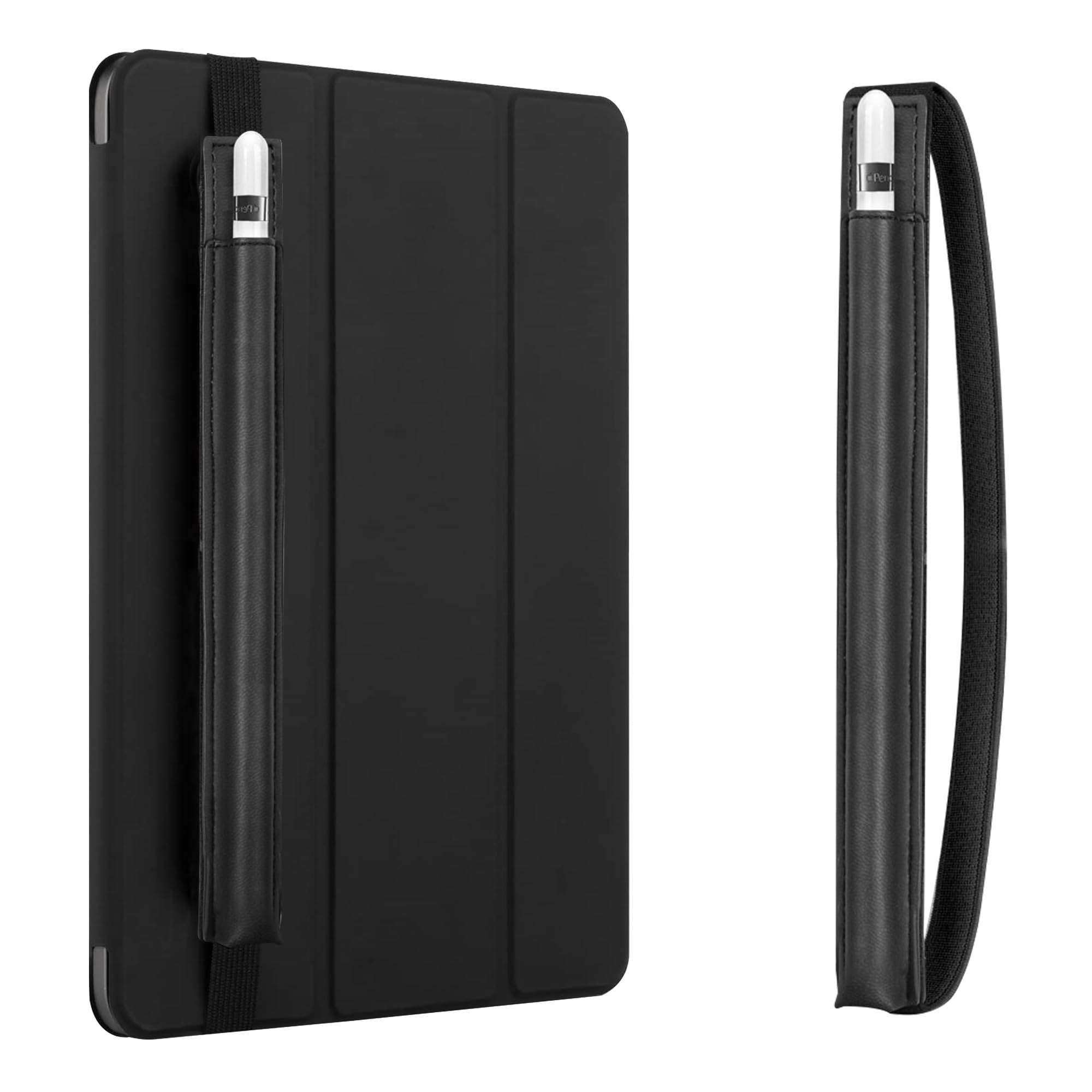 takyuPencil Holder Compatible for Apple Pencil 2nd Generation, Detachable Elastic Apple Pencil 2nd Gen Leather Sleeve Pocket Pouch-Black
