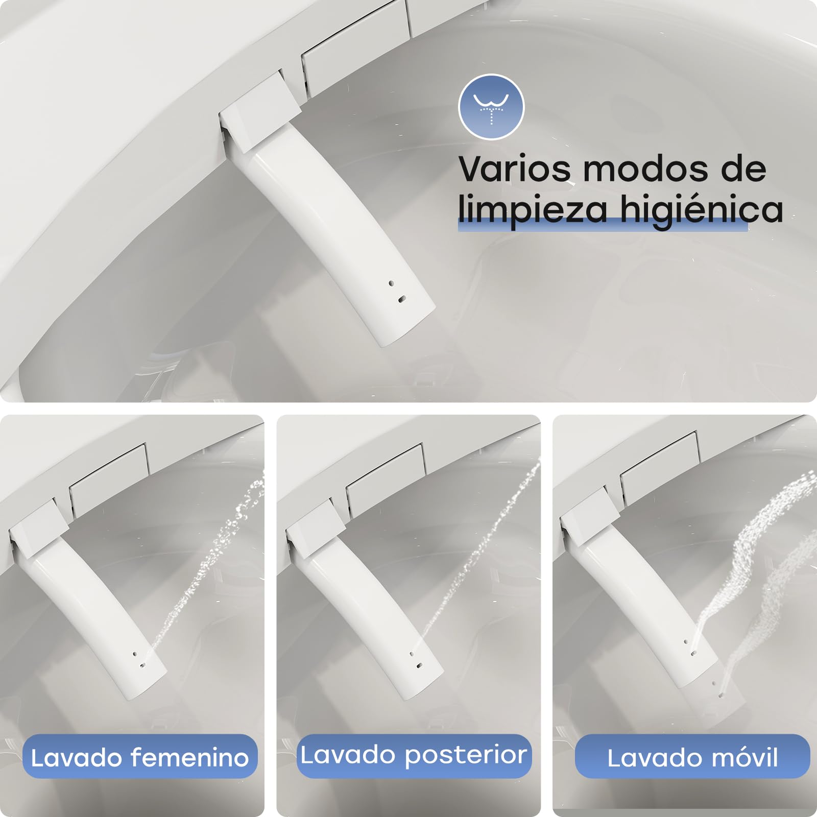 HOROW Asiento electrónico inteligente para bidé, asiento de inodoro con calefacción y control de temperatura, secadora integrada y luz nocturna, con filtro de agua, cierre suave y boquilla de