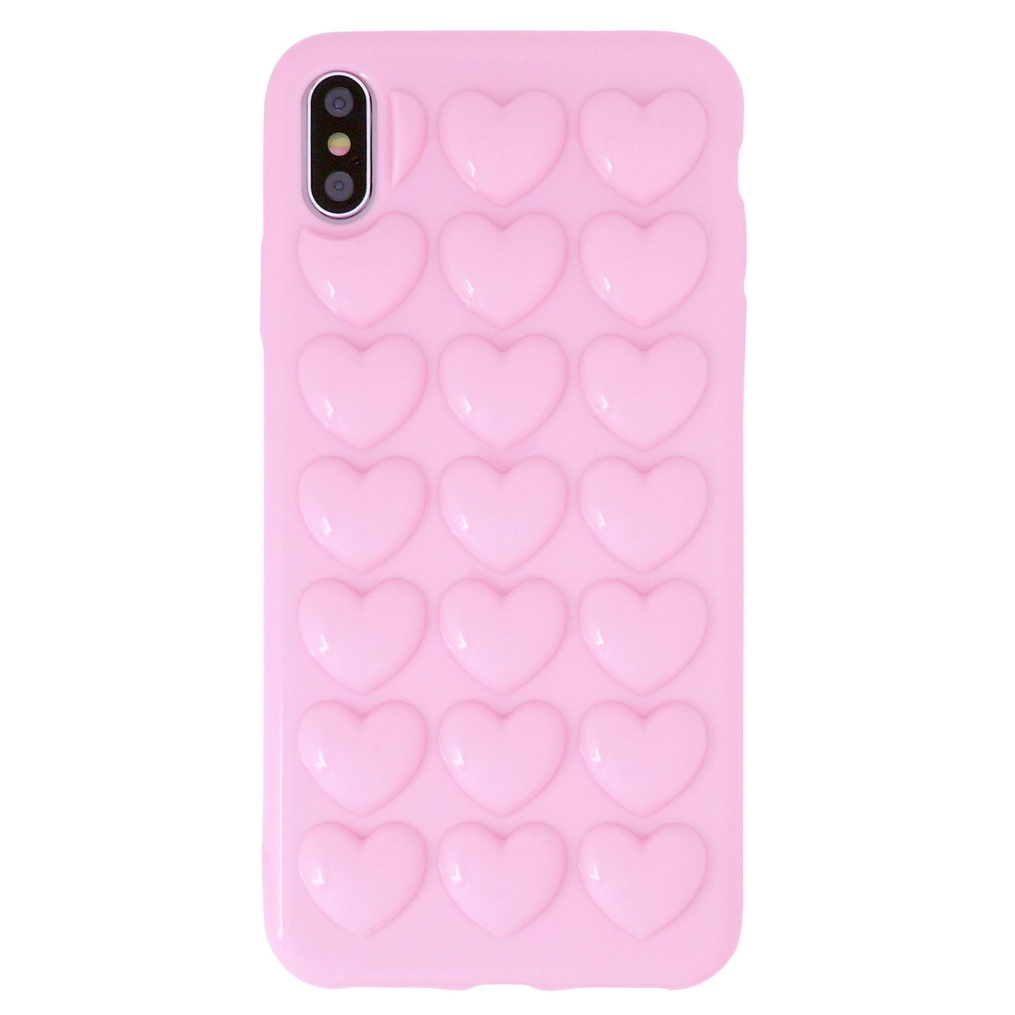 DMaos Compatible with iPhone Xs Max Case for Women, 3D Pop Bubble Heart Kawaii Gel Cover, Cute Girly for iPhone 10s Max 6.5 Inch - Pink