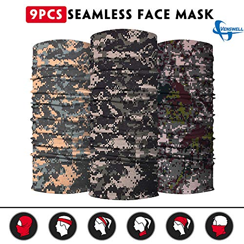 Image of Venswell Neck Gaiter Face Mask Men Women,Seamless Bandana Rave Face Cover Scarf Mask,Balaclava,Headband, Head Wrap,Headwear