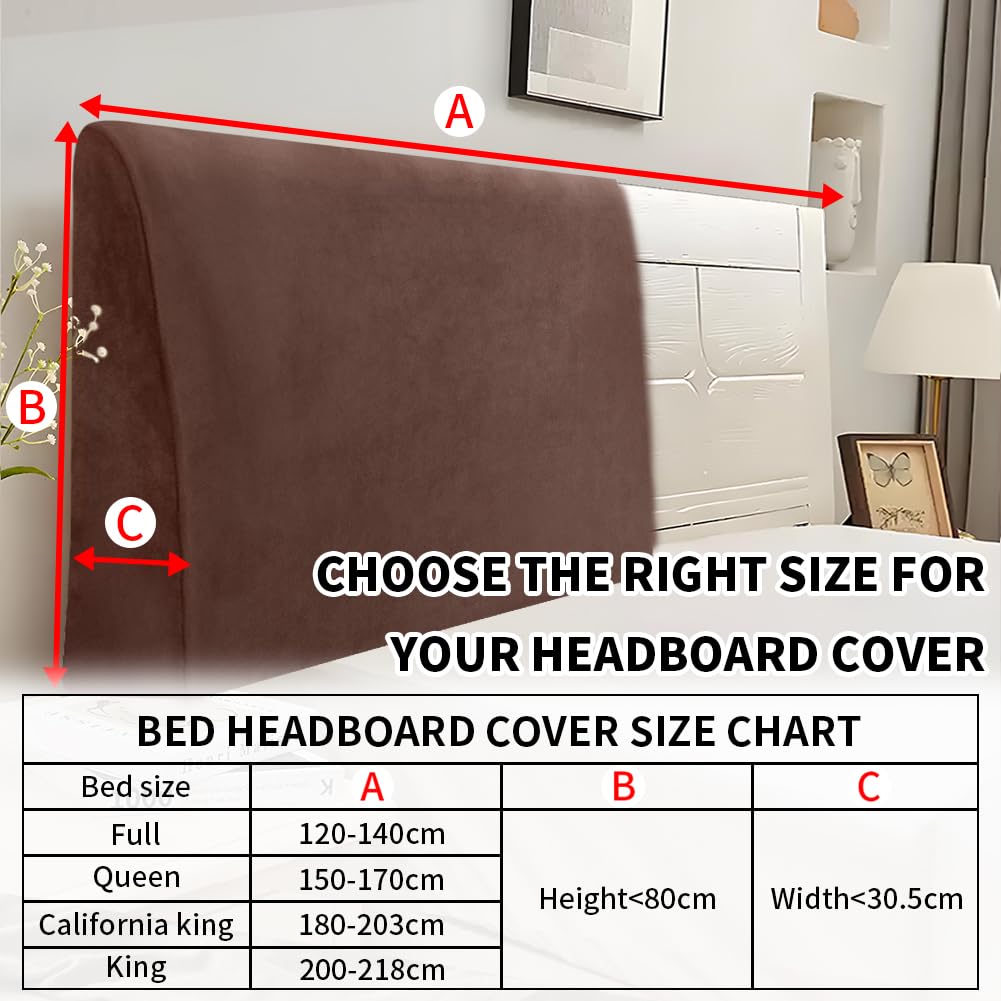 Copertura per Testiera, Fodera per Testiera del Letto Tessuto in Velluto Elasticizzato, Copertura Protettiva con Fondo Elastico per la Decorazione del Letto (Caffè, Lunghezza Testiera:150cm-170cm)