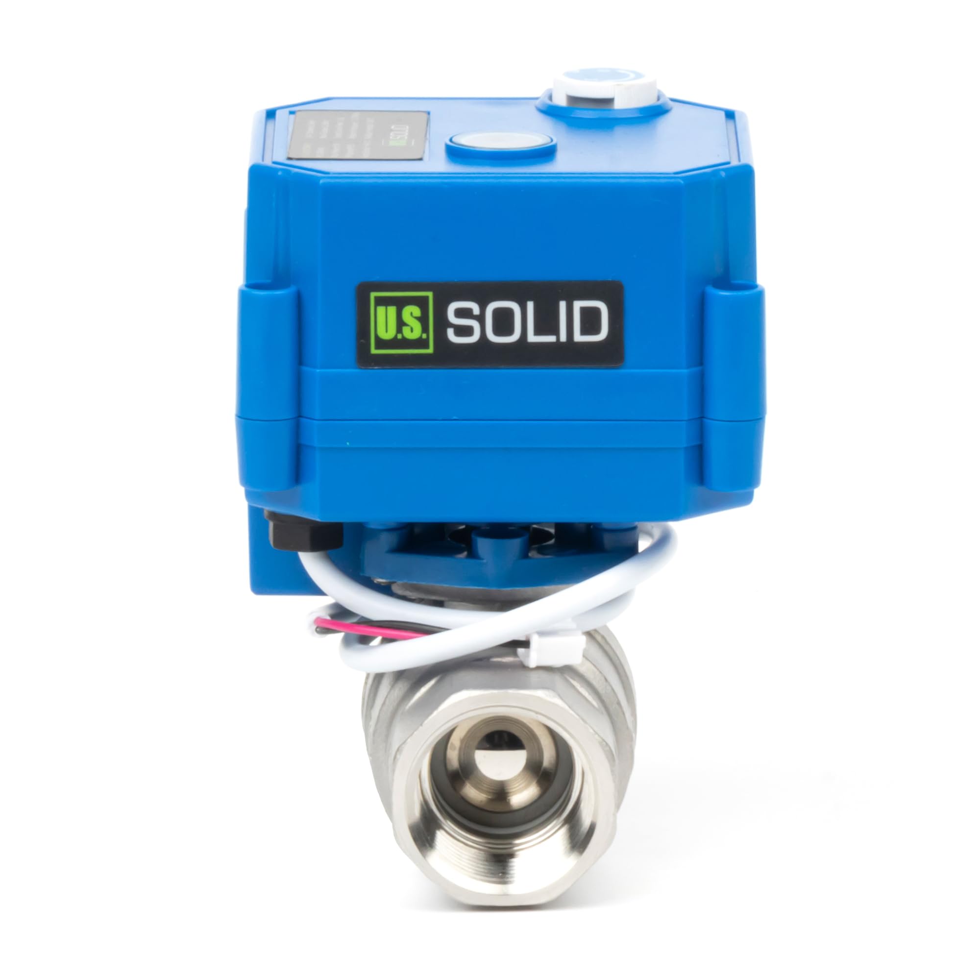 U.S. Solid Motorized Ball Valve with Manual Function - 3/4" Stainless Steel, Full Port, 85-265V AC, 2-wire Automatic Return, Normally Closed