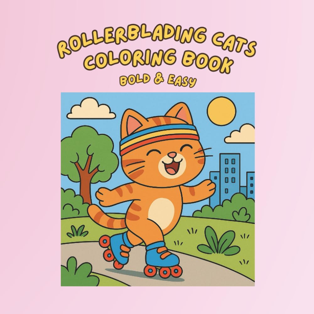 Rollerblading Cats Coloring Book: Bold and Easy Roller Skating Cats for Cat Lovers, Kids, Teens and Adults