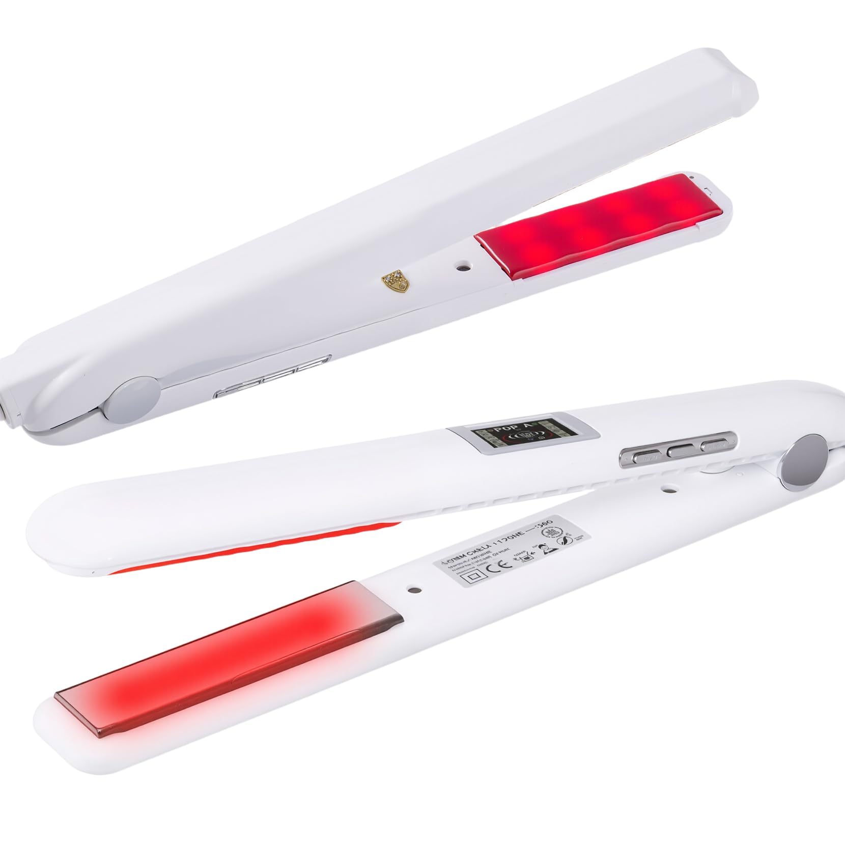Ultrasonic Infrared Hair Care Iron Recovers The Damaged Hair LED Display Treatment Styler Cold Iron Straightener, Infrared Straightener Styler (White)