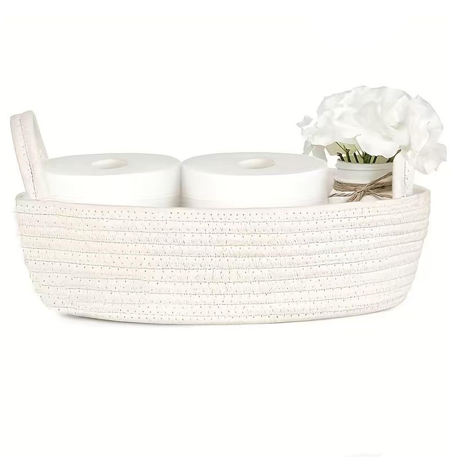 Dermalyx Kleiner Toilet Paper Basket Woven Rope, Back Laundry Basket Organizer for Bathroom Shelves Bedroom Living Room 33 x 15 x 10 cm