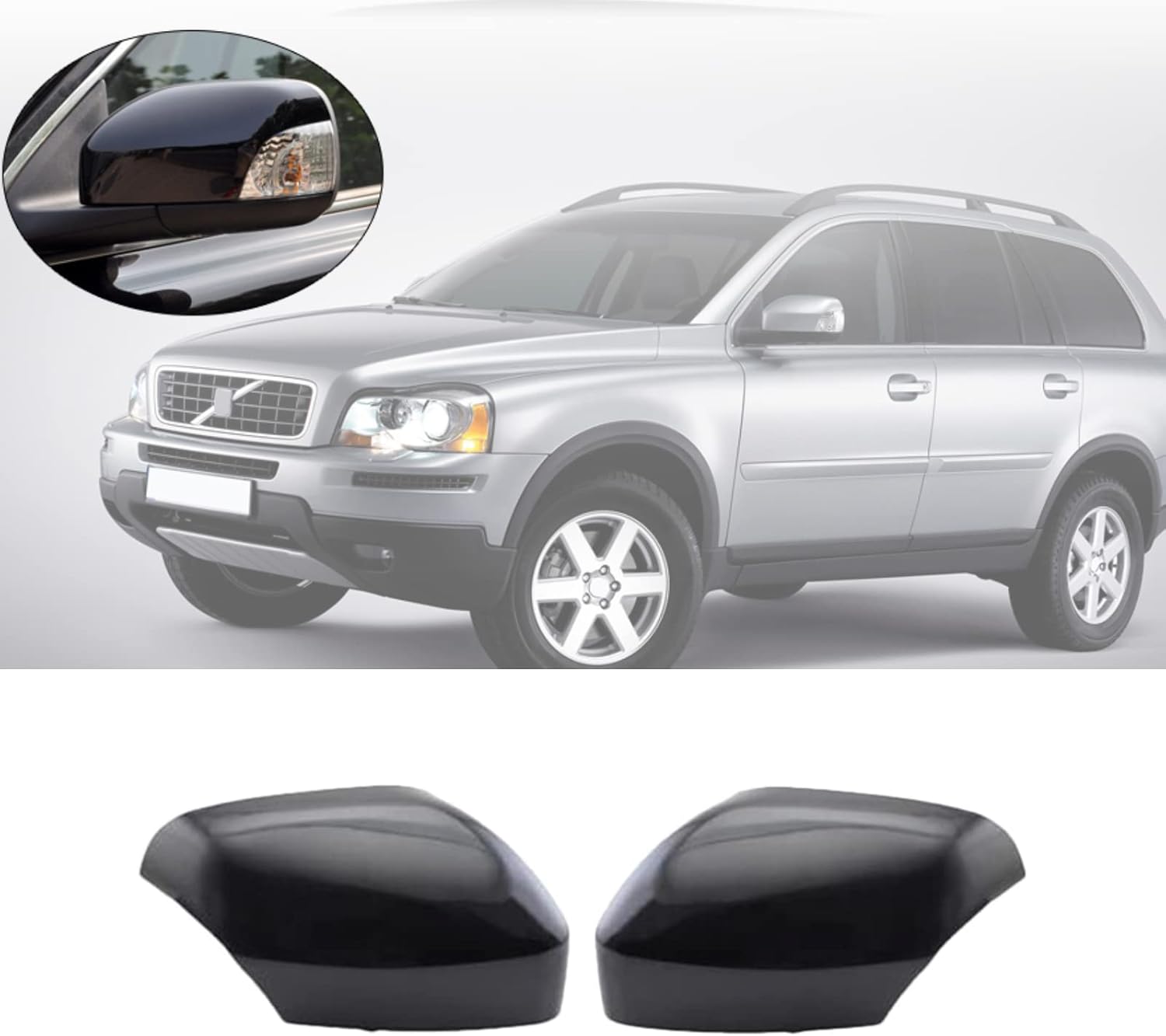 Right Side Car Rearview Mirror Housing Cover Rear View Reversing Side Door Mirror Cover Compatible with Volvo Xc70 Xc90 2007-2014 39894341 39894354