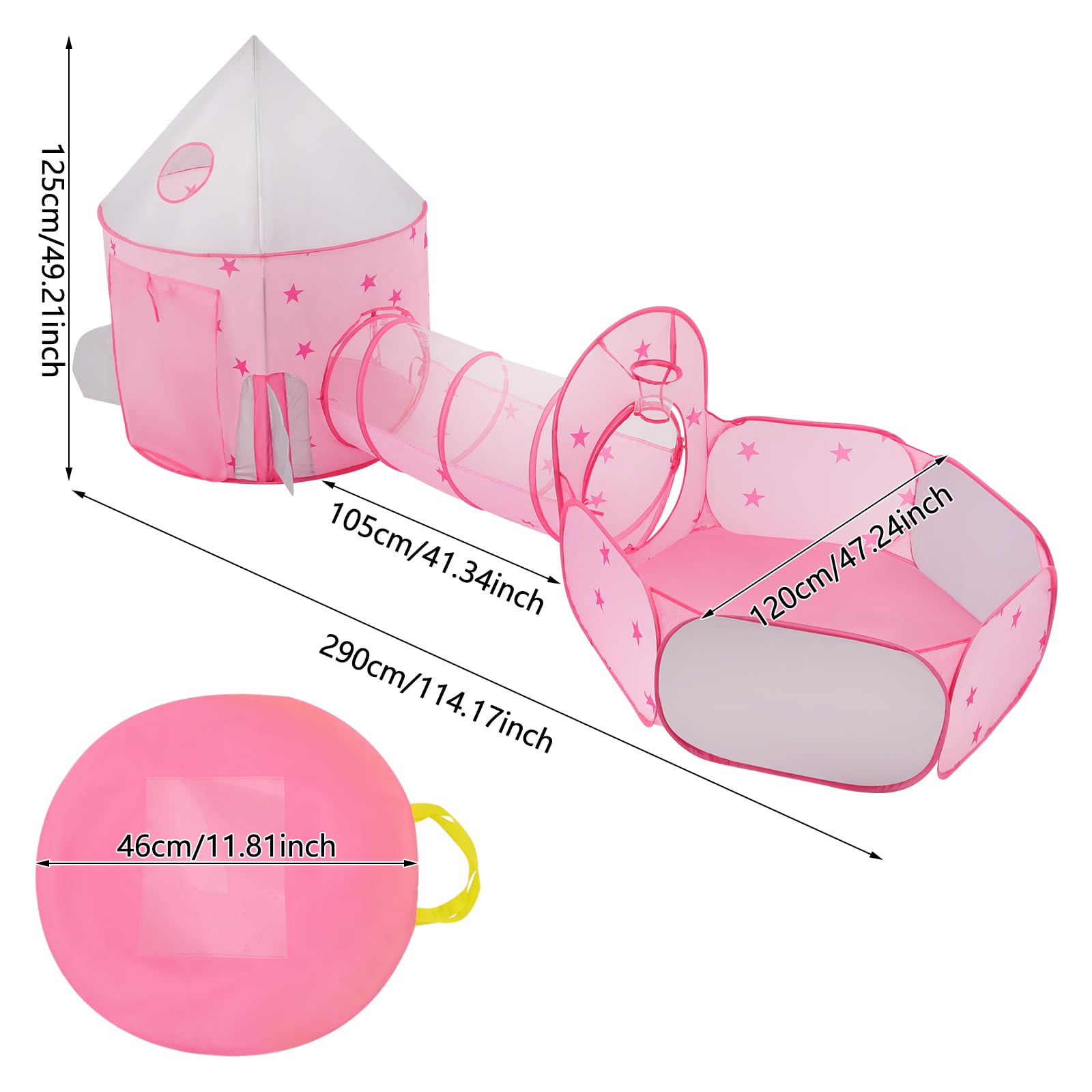 Tenda per Bambini 3 in 1 Tenda da Gioco + Tunnel per Bambini + Piscina a Palle Pieghevole Grande Area di Gioco da Giardino, per Camera da Letto, Sala Familiare, Sala Giochi, Soggiorno