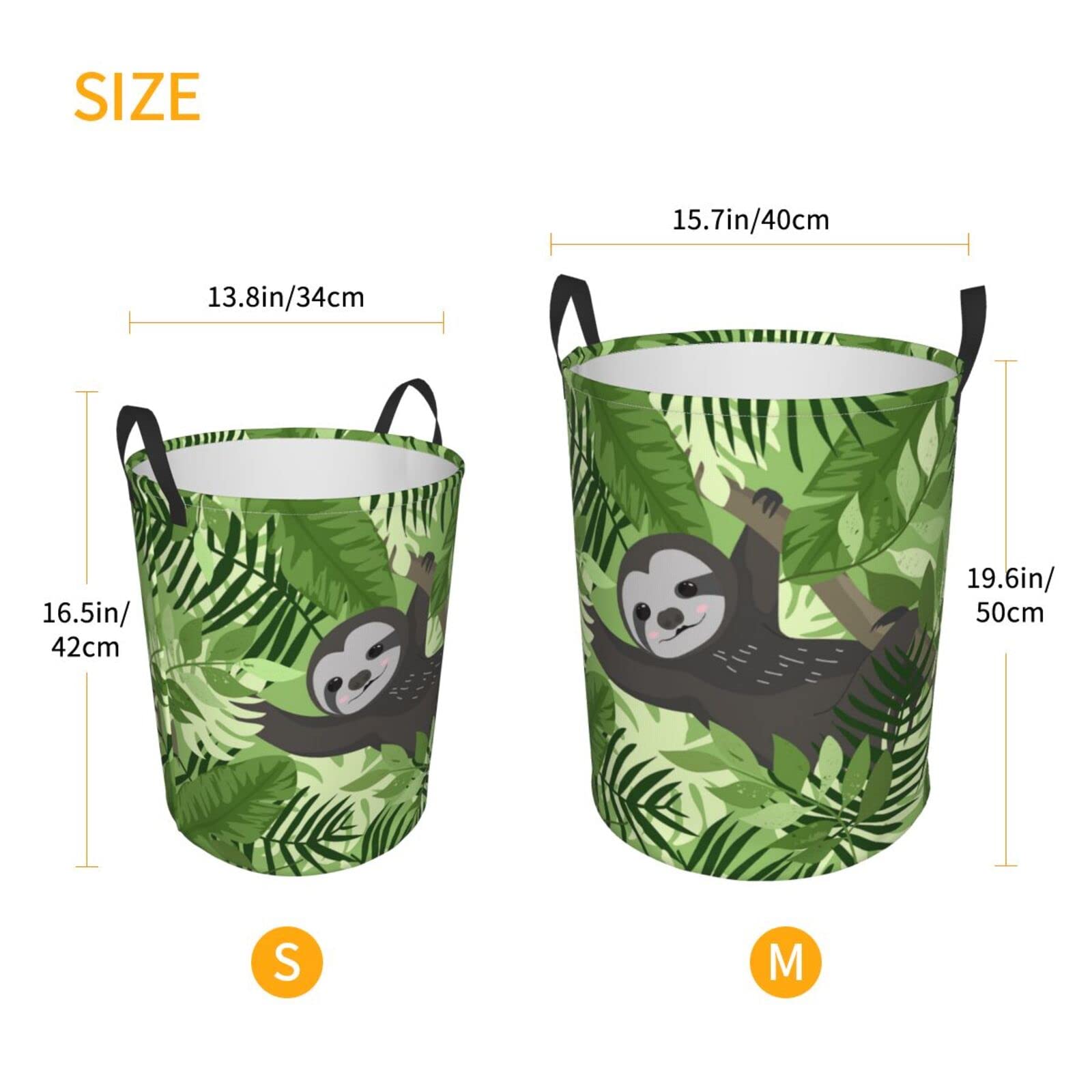 Sloth Collapsible Laundry Hamper – Foldable Clothes Basket With Handles, Round Storage For Bedroom, Toys