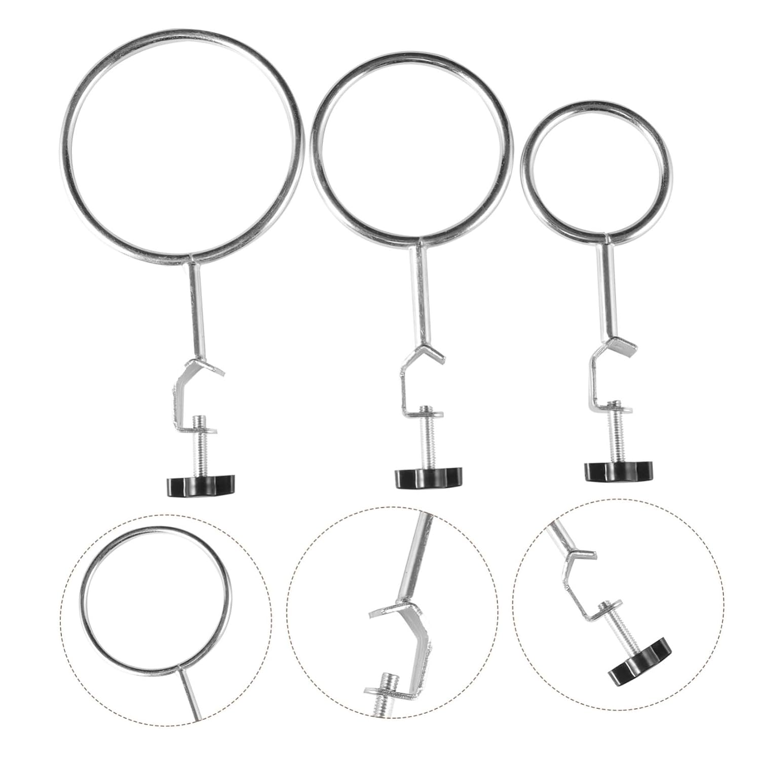 Mobestech 9pcs Laboratory Supplies Lab Stand Retort Clamps Chemistry Glassware Clamp Rings for Experiment