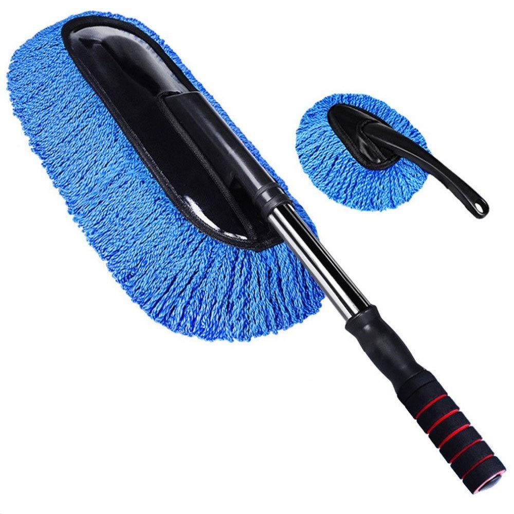Duster voiture microfibre haute densité bleu pour soin carrosserie éclatant